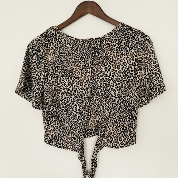 Como Black Crop Top Animal Print Top - Picture 1 of 13